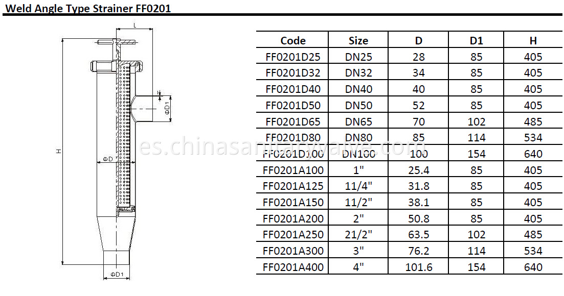 sanitary welded angle type filter